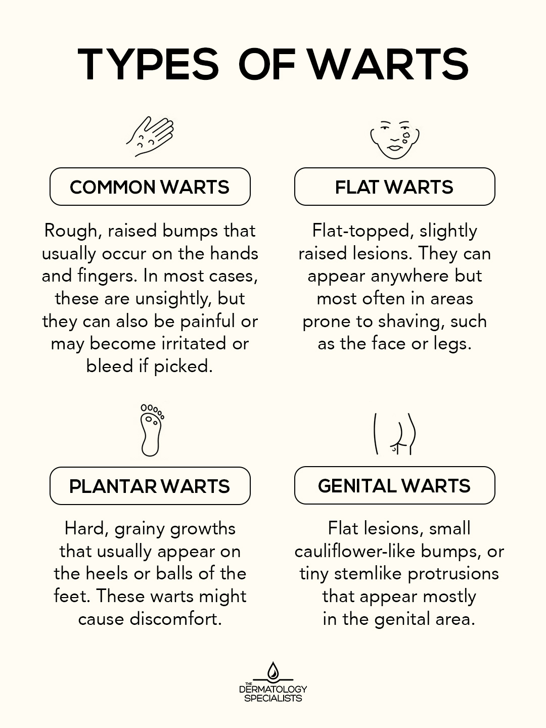 graphic explaining the different types of warts